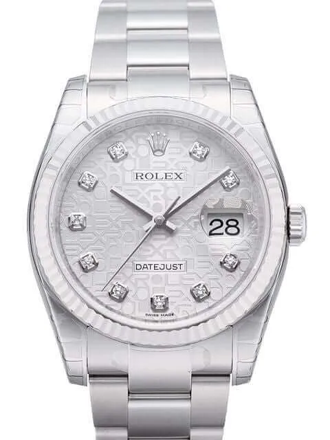 Rolex Datejust 36 Edelstahl Weißgold 116234 Silber Jubilé DIA
