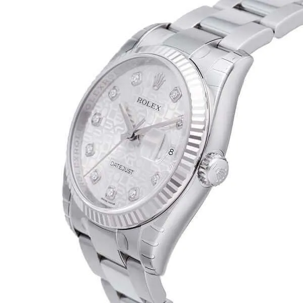 Rolex Datejust 36 Edelstahl Weißgold 116234 Silber Jubilé DIA