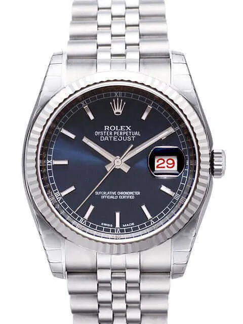 Rolex Datejust 36 Edelstahl Weißgold 116234 Blau Jub