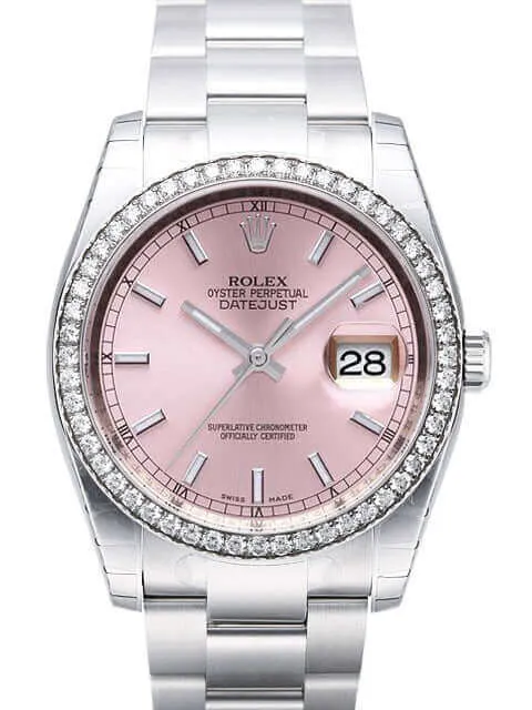 Rolex Datejust 36 Edelstahl Weißgold Diamant Lünette 116244 Pink