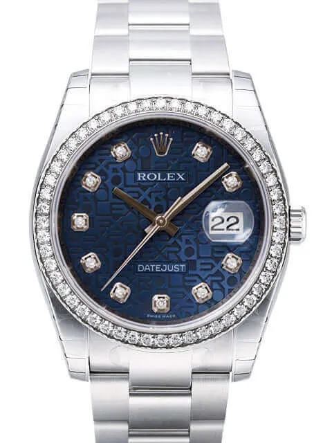 Rolex Datejust 36 Edelstahl Weißgold Diamant Lünette 116244 Blau Jubilé DIA