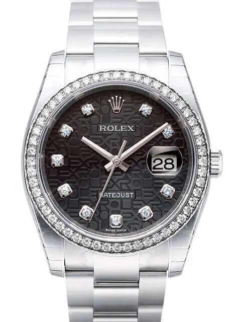 Rolex Datejust 36 Edelstahl Weißgold Diamant Lünette 116244 Schwarz Jubilé DIA