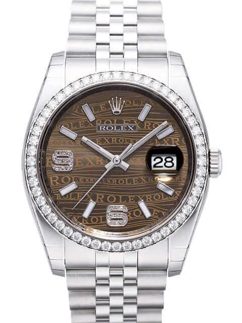 Rolex Datejust 36 Edelstahl Weißgold Diamant Lünette 116244 Bronze Wave DIA Jub