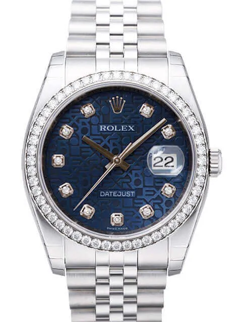 Rolex Datejust 36 Edelstahl Weißgold Diamant Lünette 116244 Blau Jubilé DIA Jub
