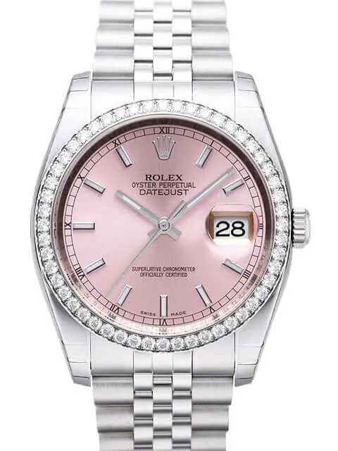 Rolex Datejust 36 Edelstahl Weißgold Diamant Lünette 116244 Pink Jub