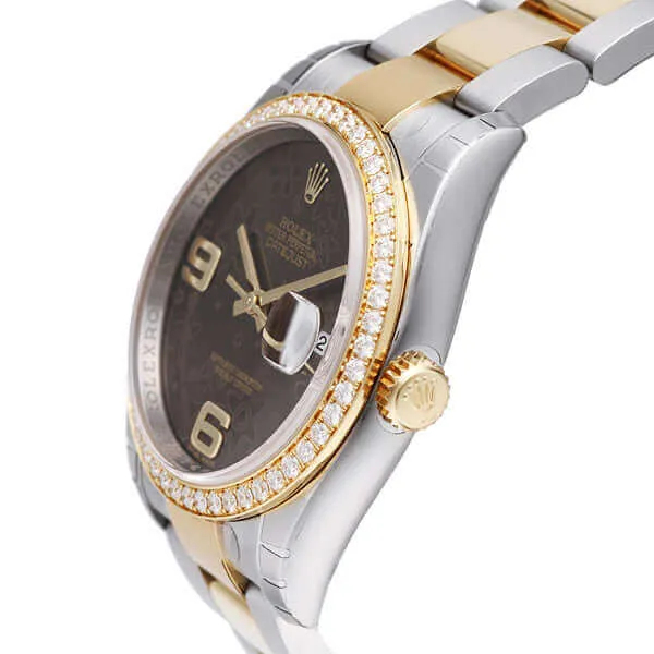 Rolex Datejust 36 Edelstahl Gelbgold Diamant Lünette 116243 Bronze Floral