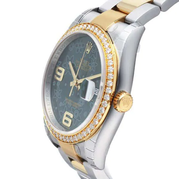 Rolex Datejust 36 Edelstahl Gelbgold Diamant Lünette 116243 Grün Floral