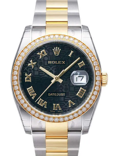 Rolex Datejust 36 Edelstahl Gelbgold Diamant Lünette 116243 Schwarz R
