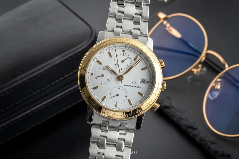 Eterna Kontiki chronograph steel / gold automatic men's watch 674.1501.47S [2505075]