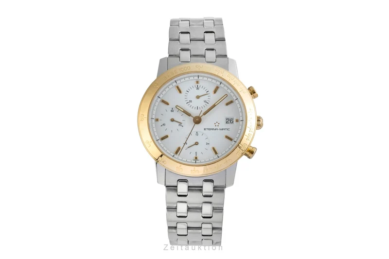 Eterna Kontiki chronograph steel / gold automatic men's watch 674.1501.47S [2505075]