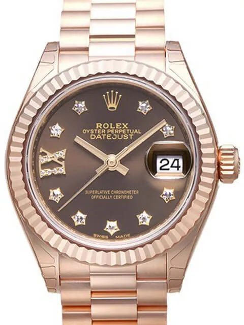 Rolex Lady-Datejust 28 18 kt Everose-Gold 279175 Choco Dia