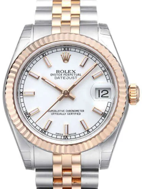 Rolex Datejust Medium 31 Edelstahl Roségold 178271 Weiß Jubile
