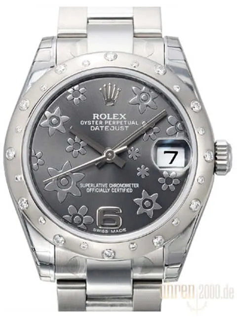 Rolex Datejust 31 178344 Floral Dunkles Rhodium