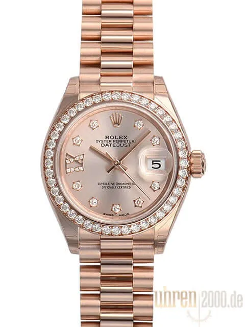 Rolex Lady-Datejust 28 18 kt Everose-Gold 279135 RBR Pink DIA
