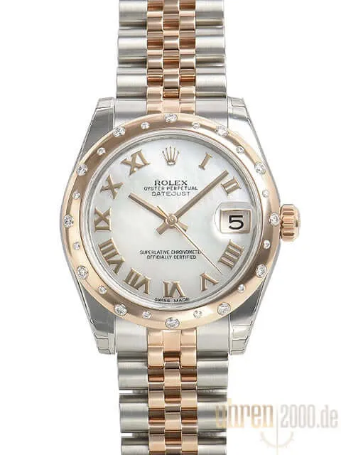 Rolex Datejust 31 Edelstahl Roségold 178341 Diamant Lünette Perlmutt R Jubile-Band