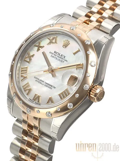 Rolex Datejust 31 Edelstahl Roségold 178341 Diamant Lünette Perlmutt R Jubile-Band