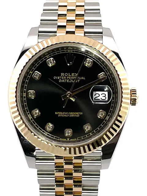 Rolex Datejust 41 Edelstahl Gelbgold 126333 Schwarz DIA Jubile-Band