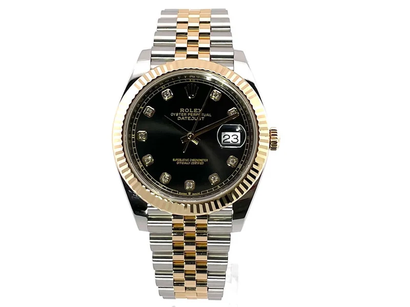 Rolex Datejust 41 Edelstahl Gelbgold 126333 Schwarz DIA Jubile-Band