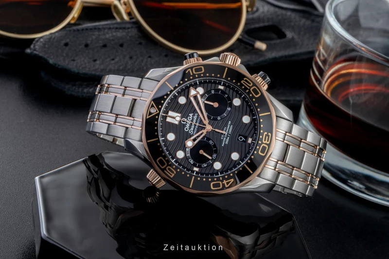 Omega Seamaster chronograph steel / gold automatic men's watch 210.20.44.51.01.001 LP: 17500EUR [2506393]