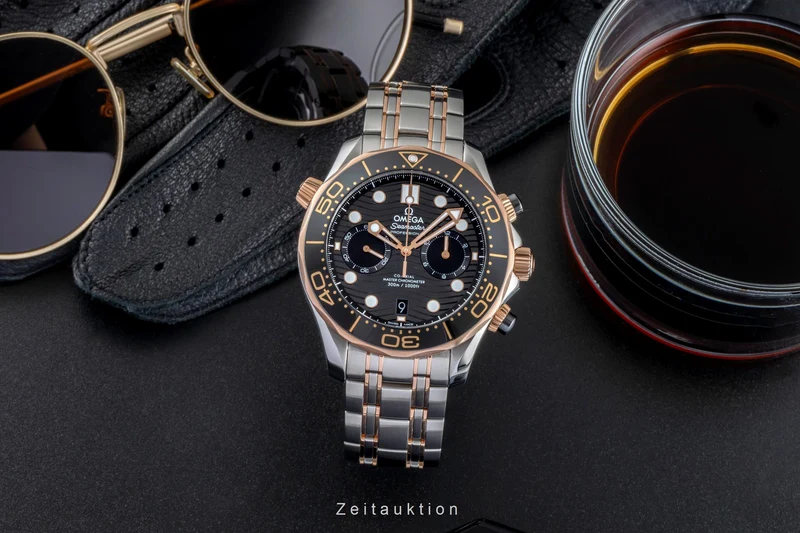 Omega Seamaster chronograph steel / gold automatic men's watch 210.20.44.51.01.001 LP: 17500EUR [2506393]
