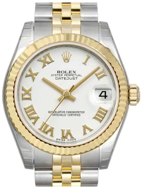 Rolex Datejust 31 Edelstahl Gelbgold 178273 Weiß R Jubile