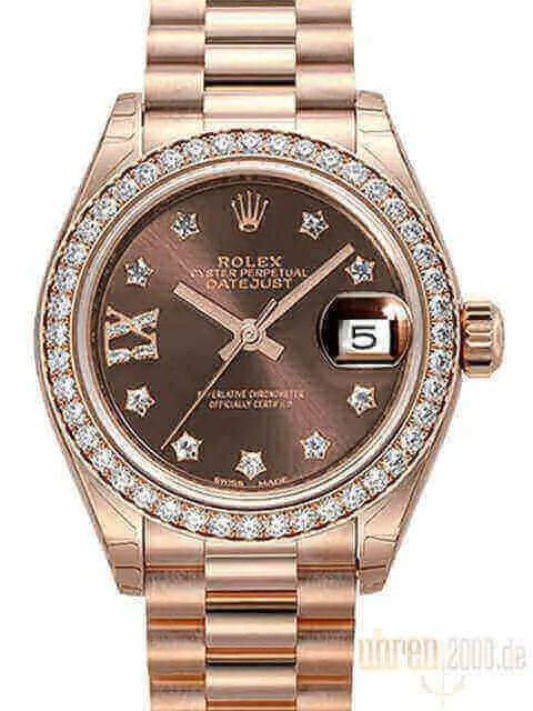 Rolex Lady-Datejust 28 18 kt Everose-Gold 279135 RBR Choco DIA