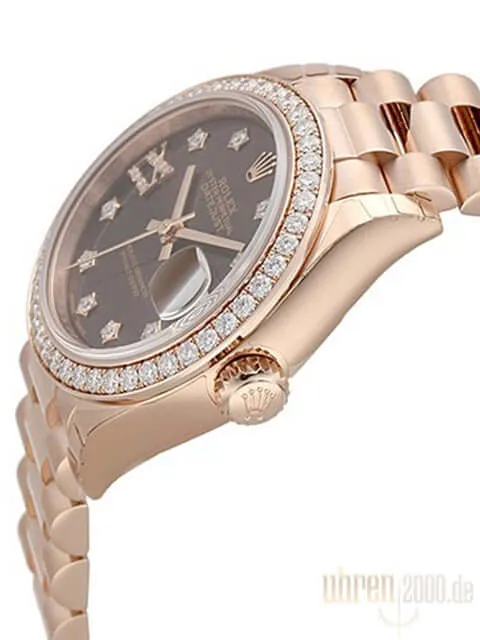 Rolex Lady-Datejust 28 18 kt Everose-Gold 279135 RBR Choco DIA