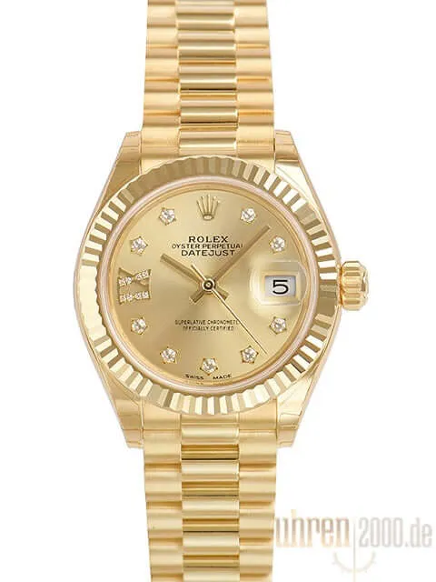 Rolex Lady-Datejust 28 18 kt Gelbgold 279178 Champagner DIA