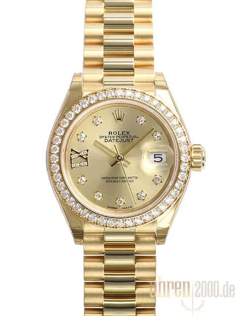 Rolex Lady-Datejust 28 18 kt Gelbgold 279138 RBR Champagner DIA