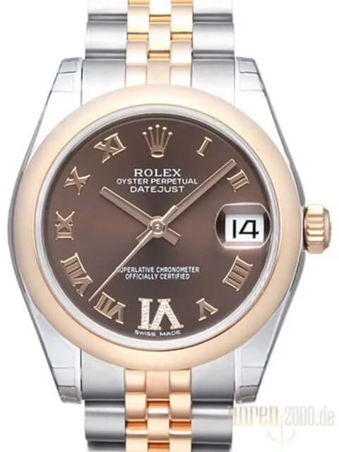 Rolex Datejust 31 Edelstahl Roségold 178241 Choco Römisch DIA Jubilé-Band