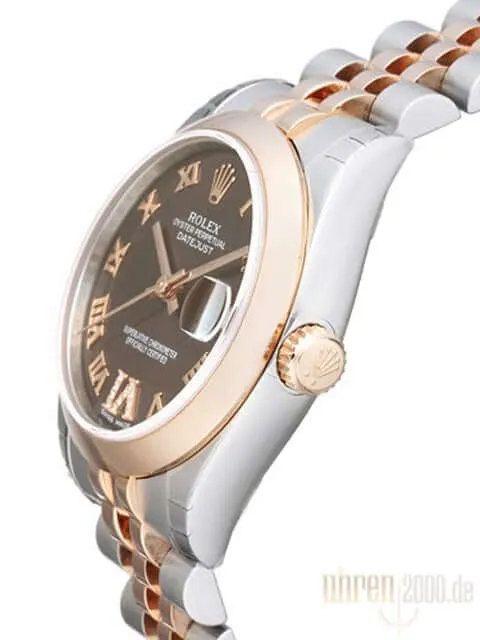 Rolex Datejust 31 Edelstahl Roségold 178241 Choco Römisch DIA Jubilé-Band