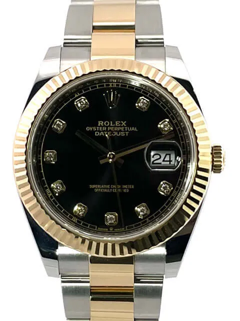 Rolex Datejust 41 Edelstahl Gelbgold 126333 Schwarz DIA Oyster-Band
