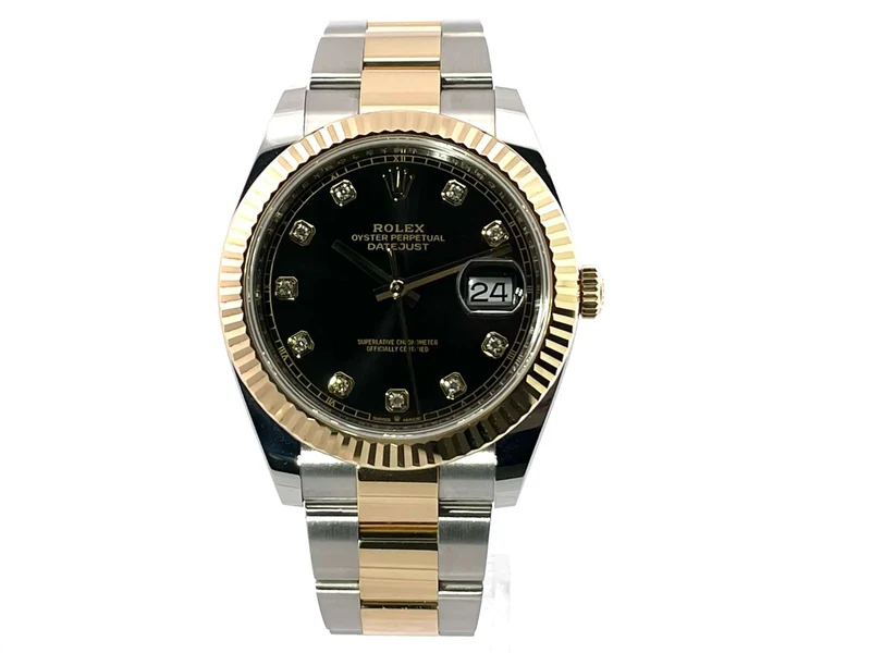 Rolex Datejust 41 Edelstahl Gelbgold 126333 Schwarz DIA Oyster-Band