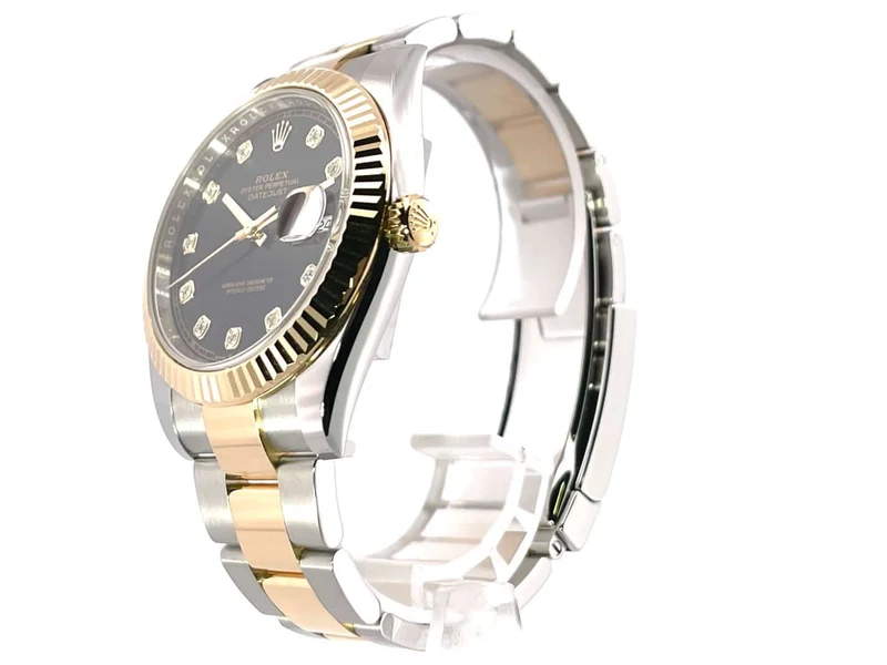 Rolex Datejust 41 Edelstahl Gelbgold 126333 Schwarz DIA Oyster-Band