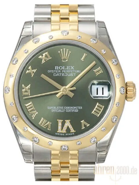 Rolex Datejust 31 Diamant Lünette 178343 Olive Grün R DIA Jubile-Band