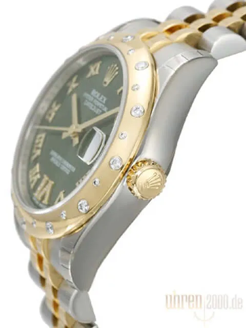 Rolex Datejust 31 Diamant Lünette 178343 Olive Grün R DIA Jubile-Band