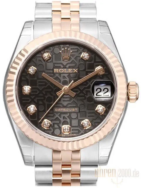 Rolex Datejust 31 Edelstahl Roségold 178271 Jubile Schwarz DIA Jubile-Band