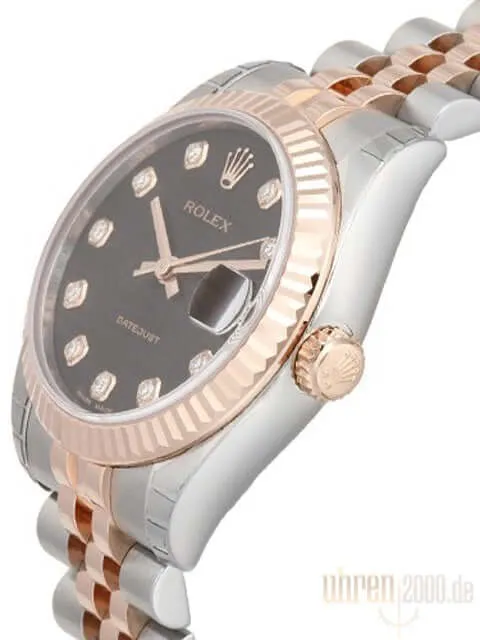 Rolex Datejust 31 Edelstahl Roségold 178271 Jubile Schwarz DIA Jubile-Band