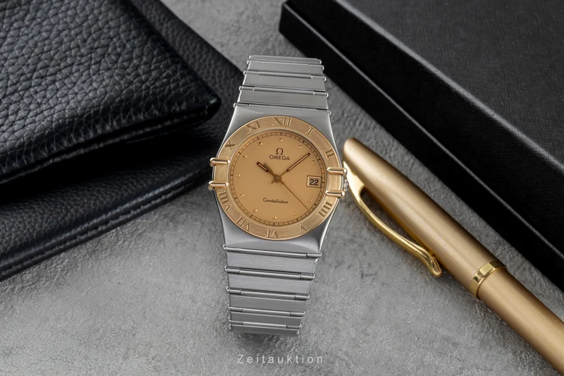 Omega Constellation steel / gold quartz men's watch 396.1076 Vintage [2504336]