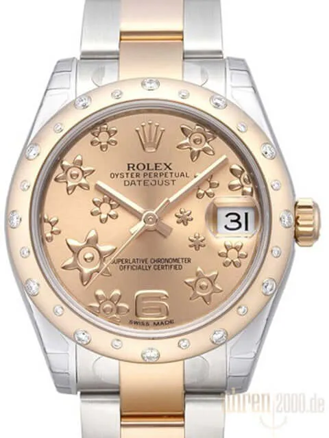 Rolex Datejust 31 Edelstahl Roségold 178341 Diamant Lünette Pink Floral