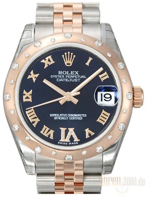 Rolex Datejust 31 Edelstahl Roségold Diamant Lünette 178341 Purple R DIA Jubile-Band