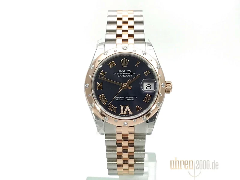 Rolex Datejust 31 Edelstahl Roségold Diamant Lünette 178341 Purple R DIA Jubile-Band