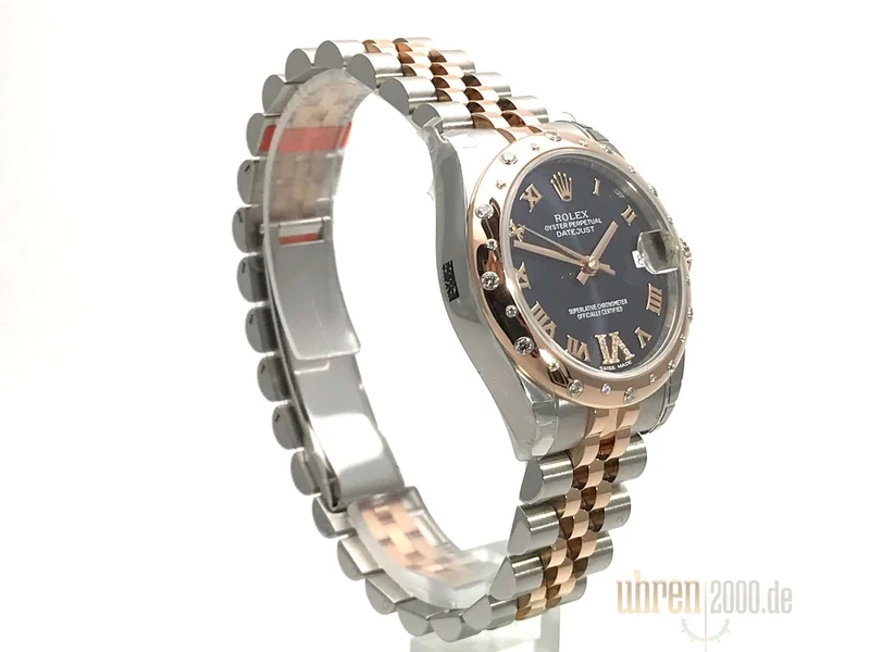 Rolex Datejust 31 Edelstahl Roségold Diamant Lünette 178341 Purple R DIA Jubile-Band