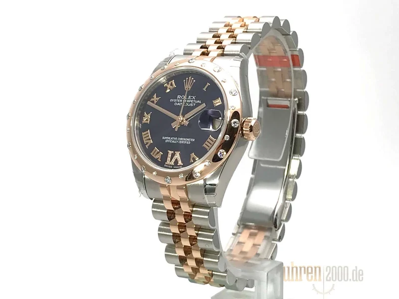 Rolex Datejust 31 Edelstahl Roségold Diamant Lünette 178341 Purple R DIA Jubile-Band