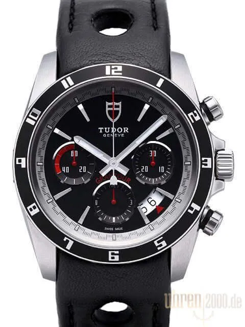 Tudor Grantour Chronograph 20530N Schwarz gelochtes Lederband