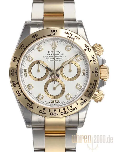 Rolex Daytona Edelstahl - Gelbgold 116503 Weiß DIA