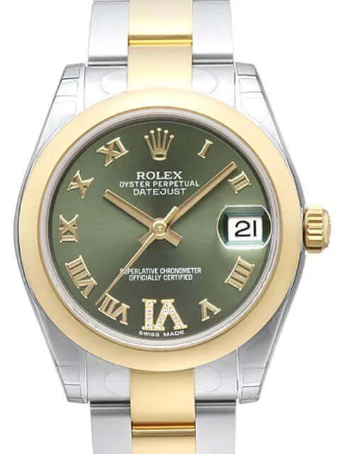 Rolex Datejust 31 Edelstahl Gelbgold 178243 Olive Grün R Dia