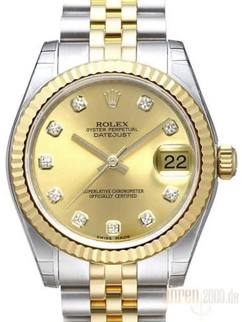 Rolex Datejust 31 Edelstahl Gelbgold 178273 Champagner DIA Jubile-Band