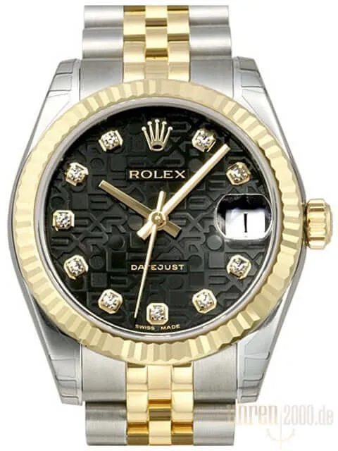 Rolex Datejust 31 Edelstahl Gelbgold 178273 Schwarz Jubile DIA Jubile-Band