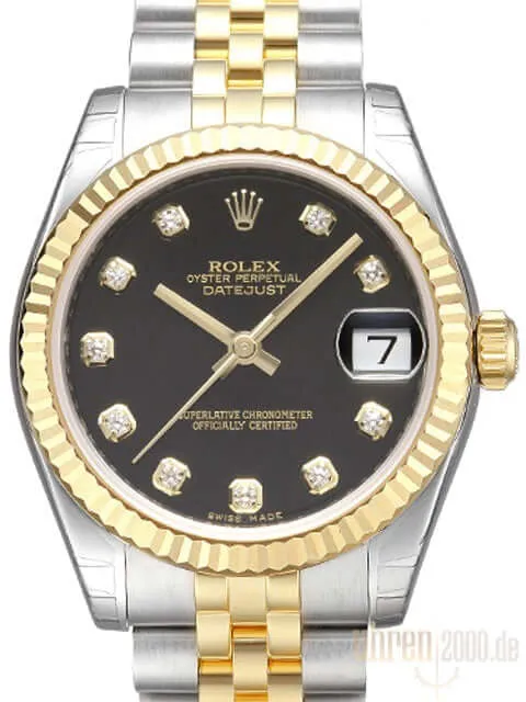 Rolex Datejust 31 Edelstahl Gelbgold 178273 Schwarz DIA Jubile-Band